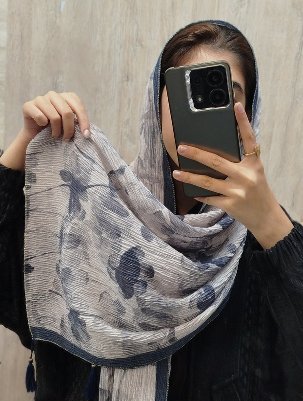 شال چاپ خیس برشکا منگوله دار